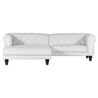 ECKSOFA in Plüsch Weiß  160/260 cm  - Dunkelbraun/Weiß, Design, Holz/Textil (160/260cm) - MID.YOU