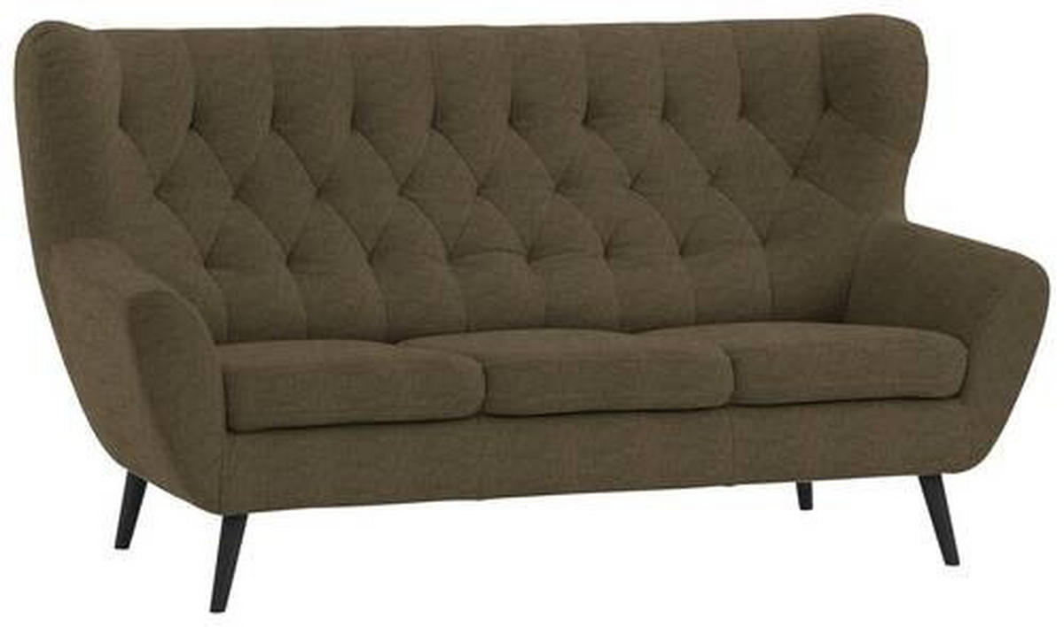 3-SITZER-SOFA in Mikrofaser Olivgrün  - Schwarz/Olivgrün, Design, Holz/Textil (187/101/95cm) - Stylife