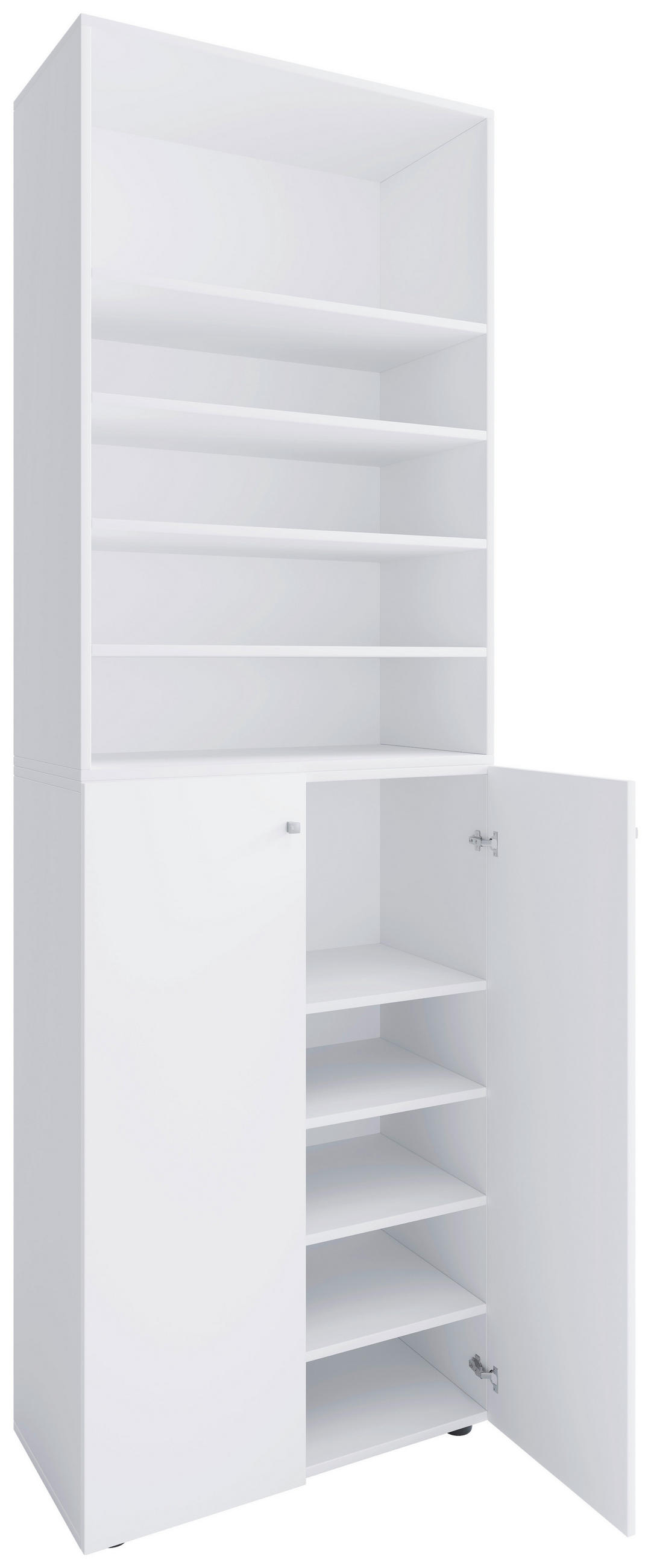 SCHUHSCHRANK Weiß  - Silberfarben/Schwarz, Design, Holzwerkstoff/Kunststoff (70/220/40cm) - MID.YOU