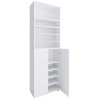 SCHUHSCHRANK Lona 70/220/40 cm  - Weiss/Silberfarben, Design, Holzwerkstoff/Kunststoff (70/220/40cm) - MID.YOU