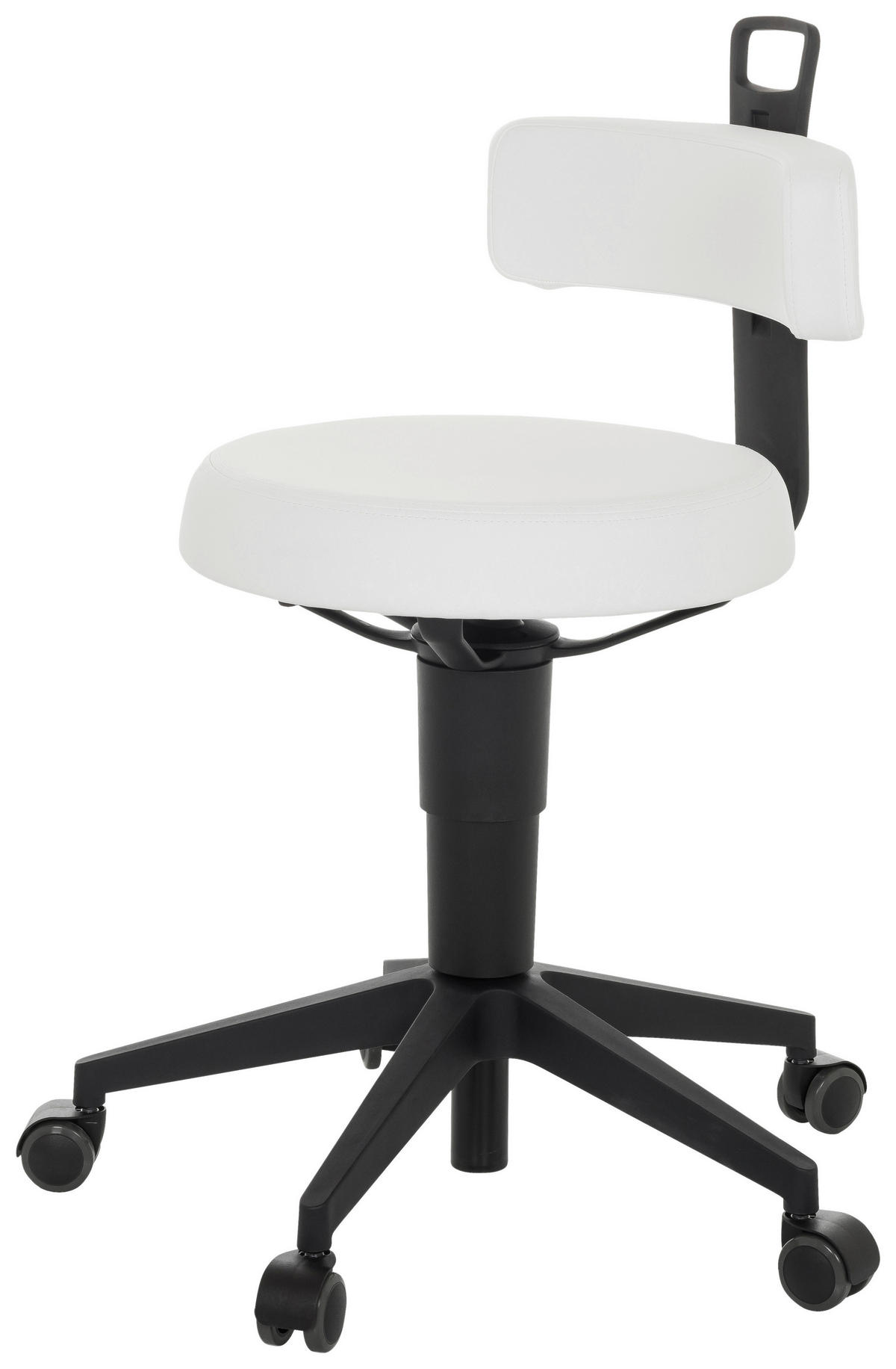 KONTORSPALL  vit  - vit/svart, Basics, läder/plast (40/74-86/46cm) - MID.YOU