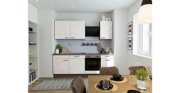 KÜCHENBLOCK 230 cm   in Graphitfarben, Hellgrau  - Dunkelgrau/Hellgrau, MODERN, Holzwerkstoff/Metall (230cm) - Xora