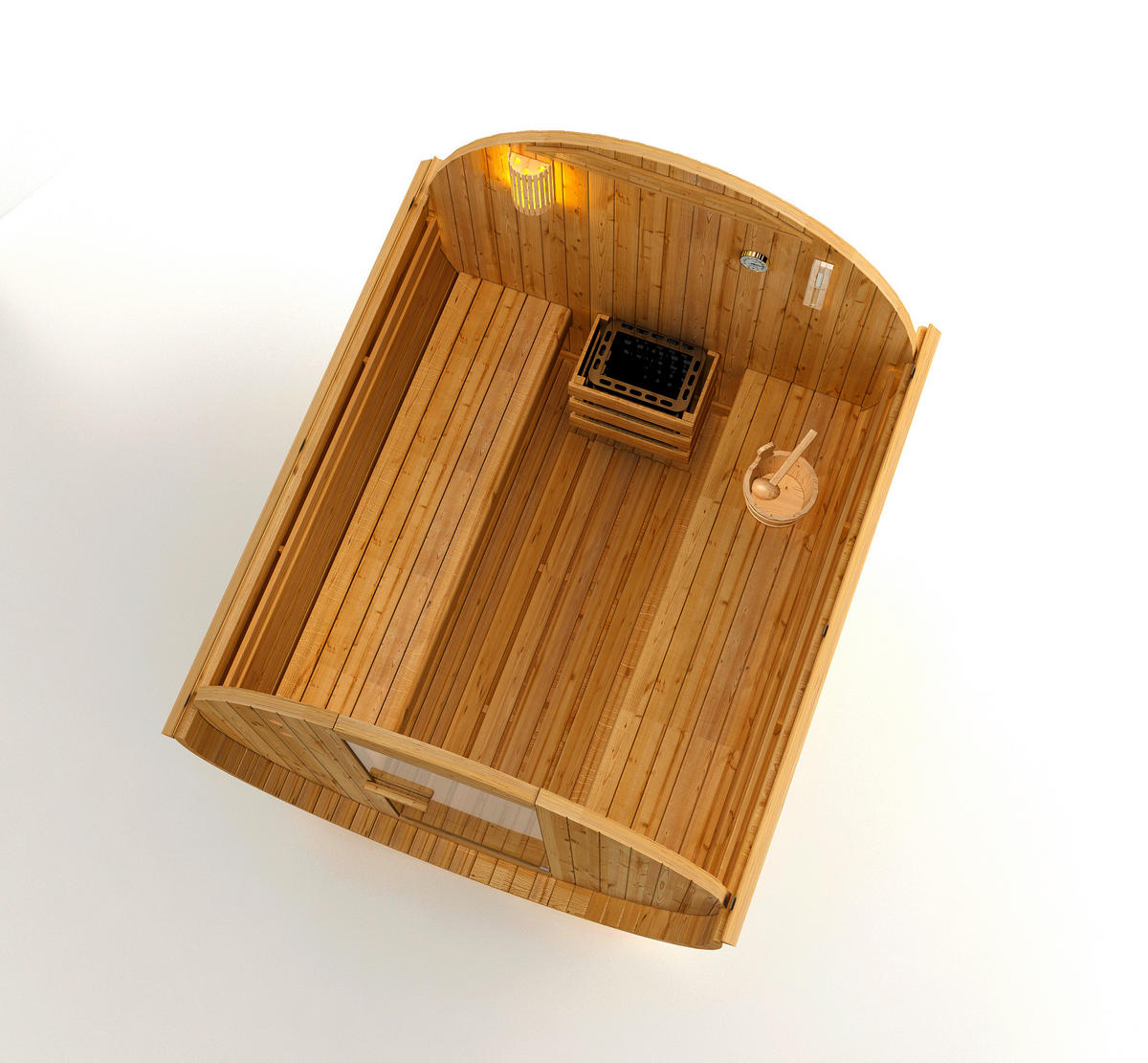 SAUNAFASS für 6 Personen TROMSÖ XL  - Fichtefarben, KONVENTIONELL, Glas/Holz (189/220/191,5cm) - Sanotechnik