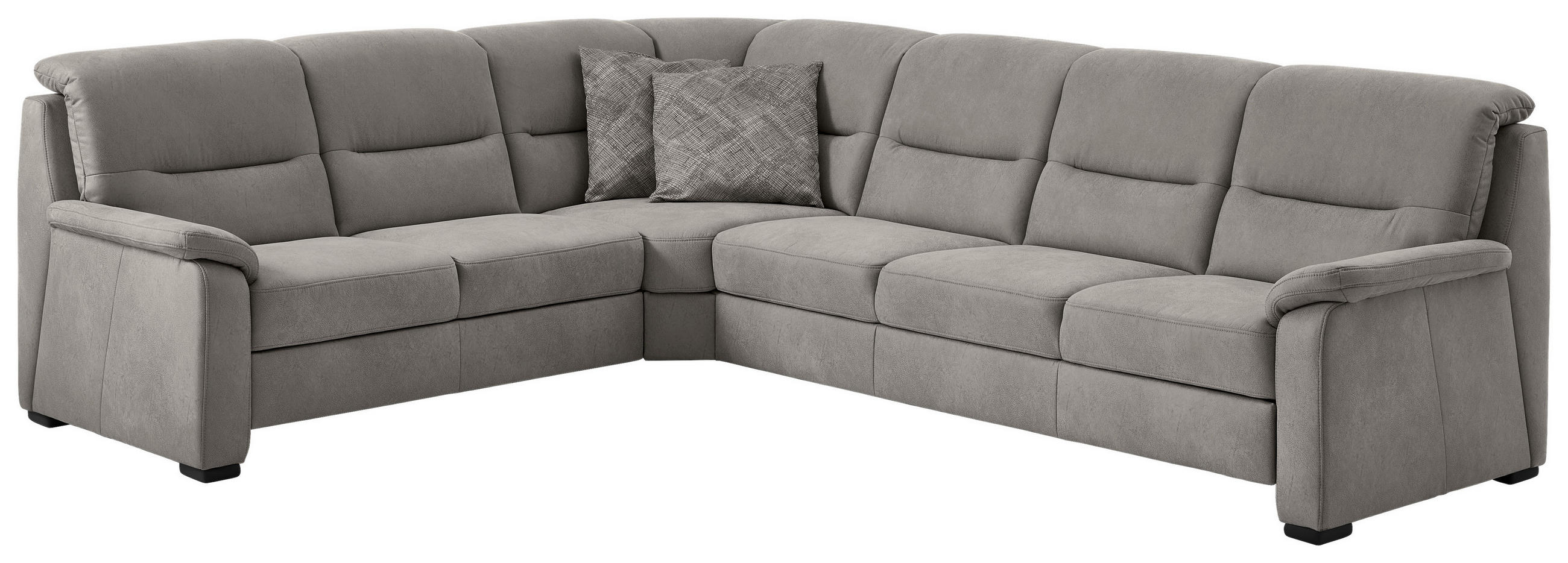 Thumbnail - Beldomo Comfort Ecksofa, Grau, Textil, 6-Sitzer, L-Form, 303x245 cm, Goldenes M, Typenauswahl, Bettkasten erhältlich, Fu...