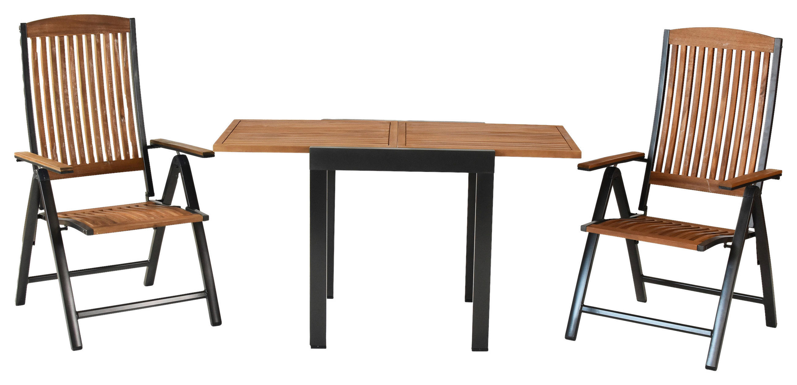 GARTENSET 3-teilig  - Graphitfarben/Naturfarben, MODERN, Holz/Metall - Gardenson