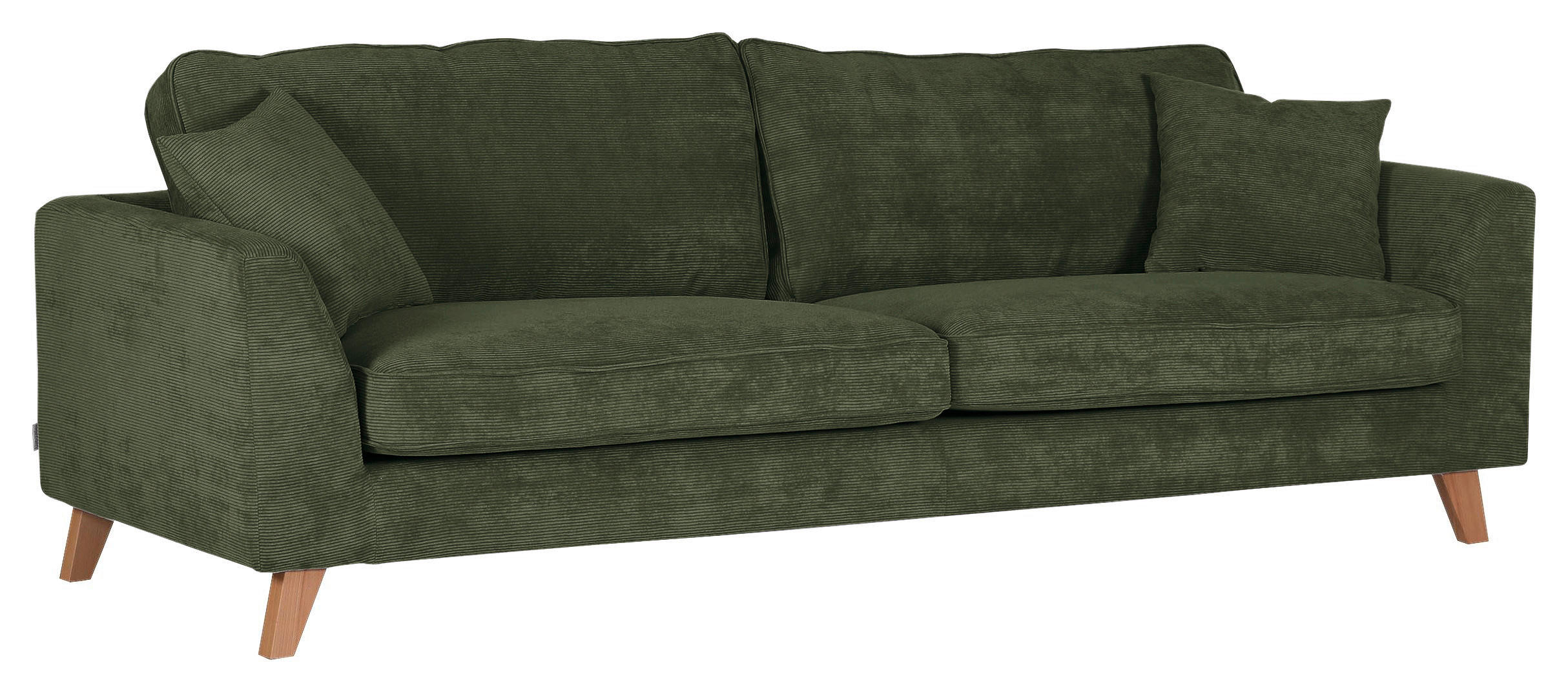 BIGSOFA in Cord Grün - Buchefarben/Grün, Design, Holz/Textil (240/63/90cm) - MID.YOU