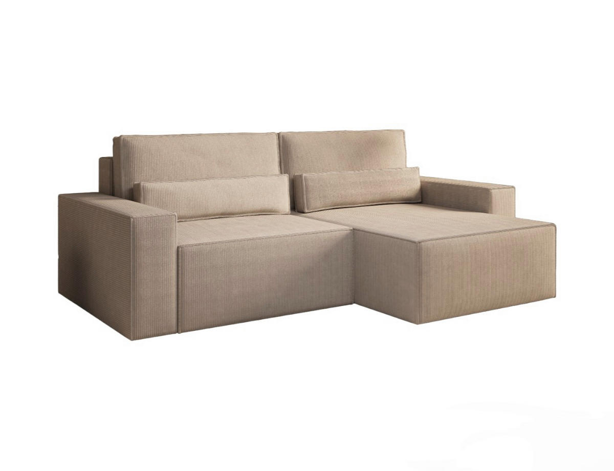 ECKSOFA BRAZIL MINI L Hellbraun Rückenkissen, Schlaffunktion, Stauraum  - Hellbraun/Schwarz, Design, Textil (248/162cm) - MID.YOU
