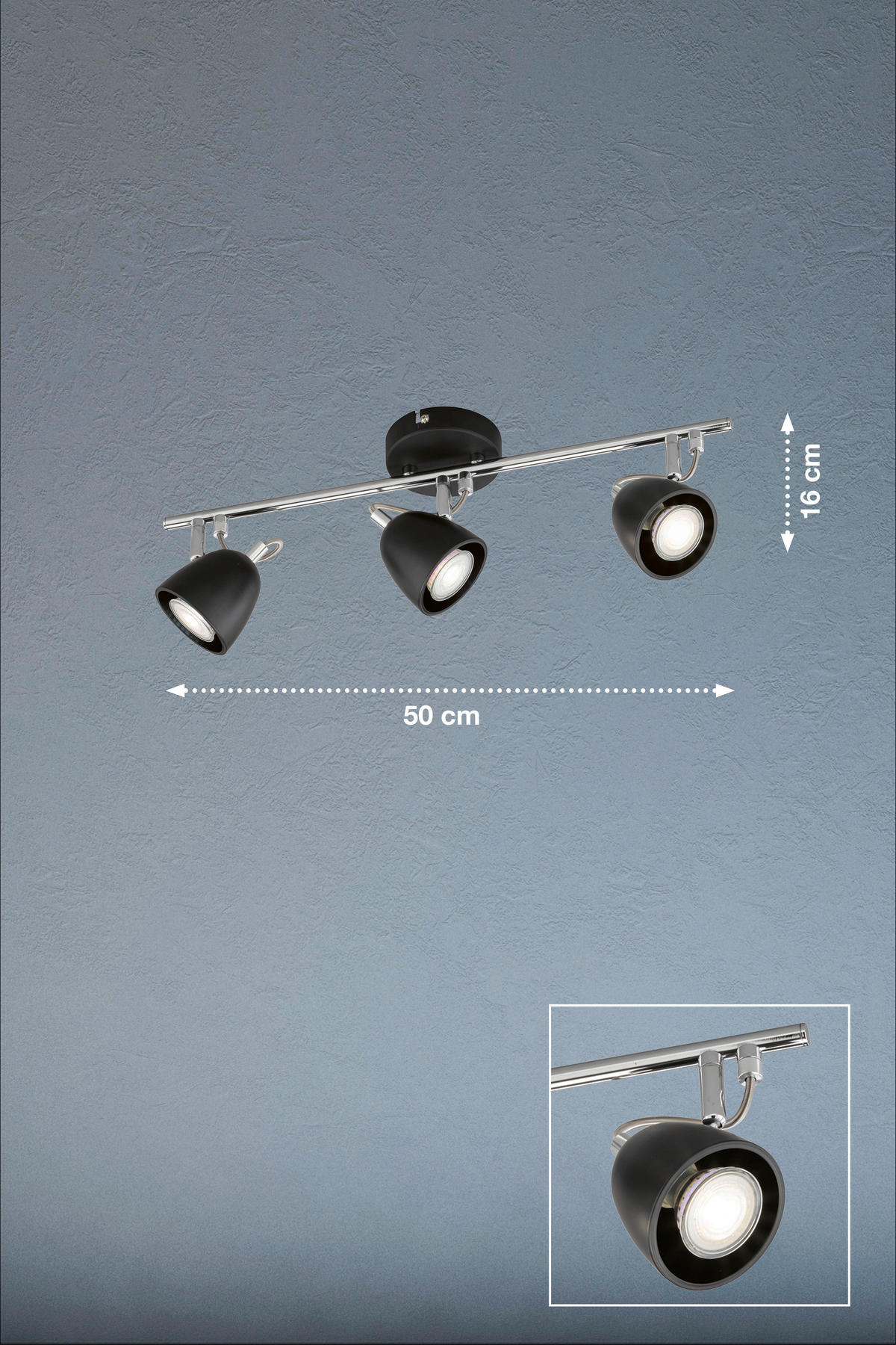 DECKENLEUCHTE Gemma 50/10/16 cm   - Chromfarben/Schwarz, Design, Metall (50/10/16cm)