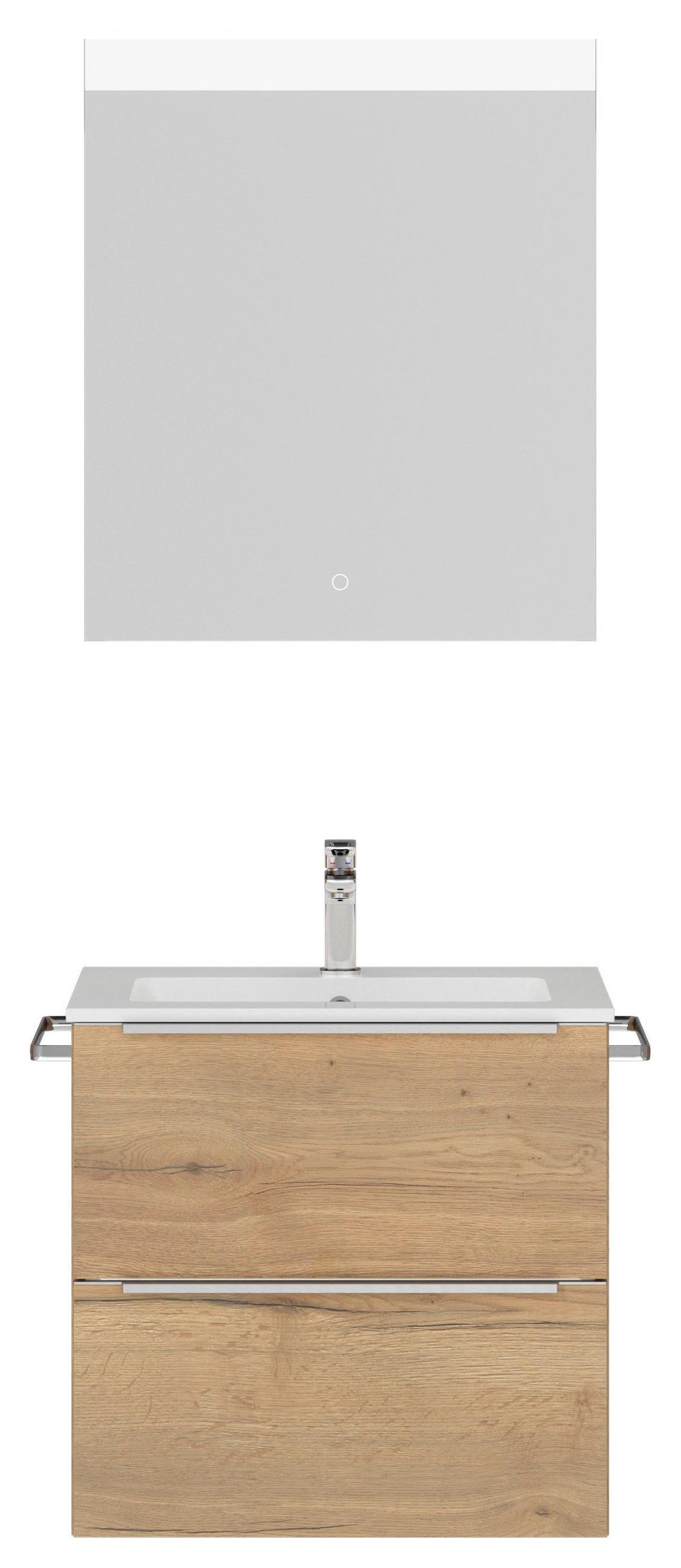 BADEZIMMER  in 61 cm  - Edelstahlfarben/Eichefarben, MODERN, Holzwerkstoff/Stein (61cm) - Nobilia