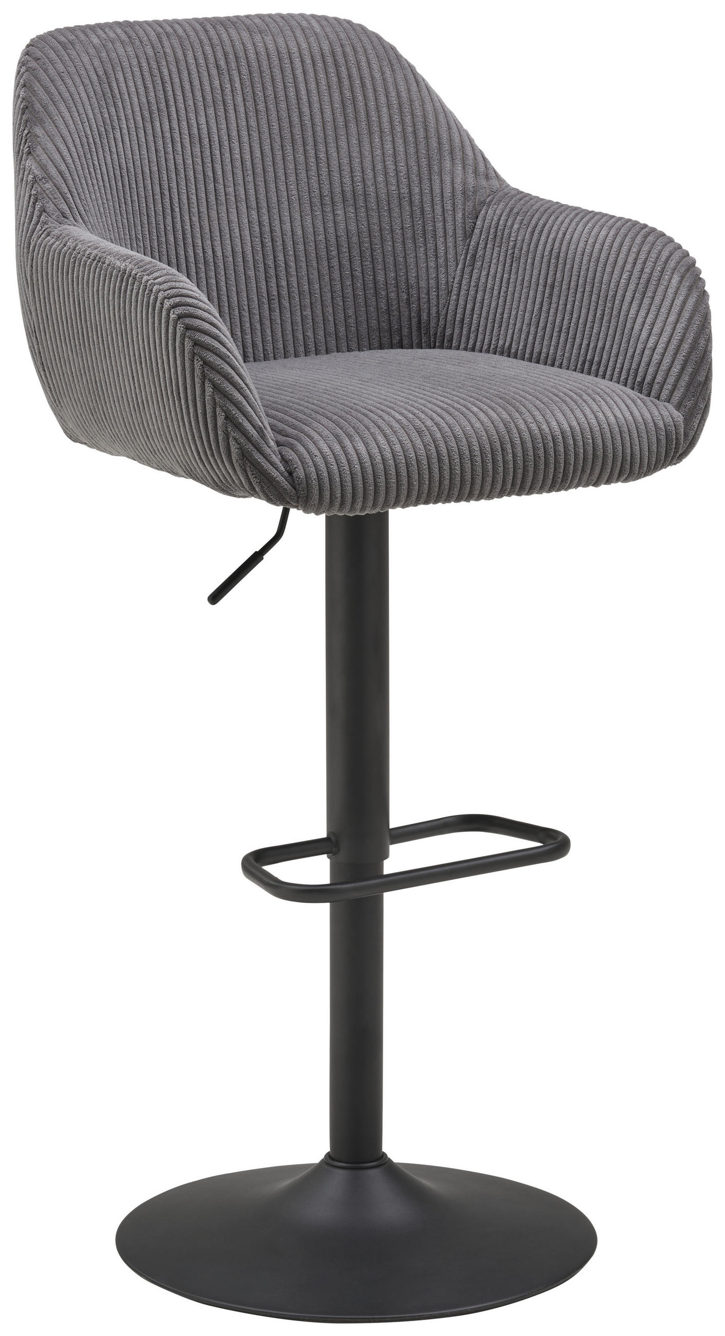 BARHOCKER Cord Grau, Schwarz Eisen inklusive Armlehnen  - Schwarz/Grau, LIFESTYLE, Textil/Metall (44/95-117/55cm) - Livetastic
