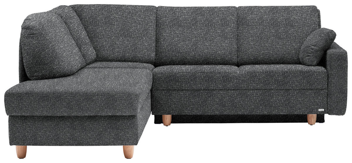 ECKSOFA  in Mikrovelours Anthrazit  208/227 cm  - Eichefarben/Anthrazit, KONVENTIONELL, Holz/Textil (208/227cm) - Sedda