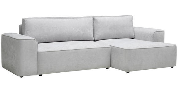 ECKSOFA Grau Plüsch  - Blaugrau/Schwarz, Design, Kunststoff/Textil (288/152cm) - Xora