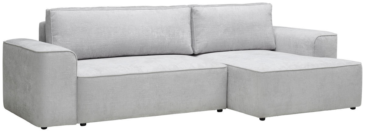 ECKSOFA in Plüsch Grau  - Blaugrau/Schwarz, Design, Kunststoff/Textil (288/152cm) - Xora