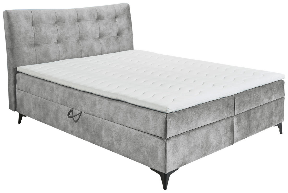 BOXBETT 180/200 cm  Grau  - Schwarz/Grau, Modern, Holzwerkstoff/Kunststoff (180/200cm) - MID.YOU