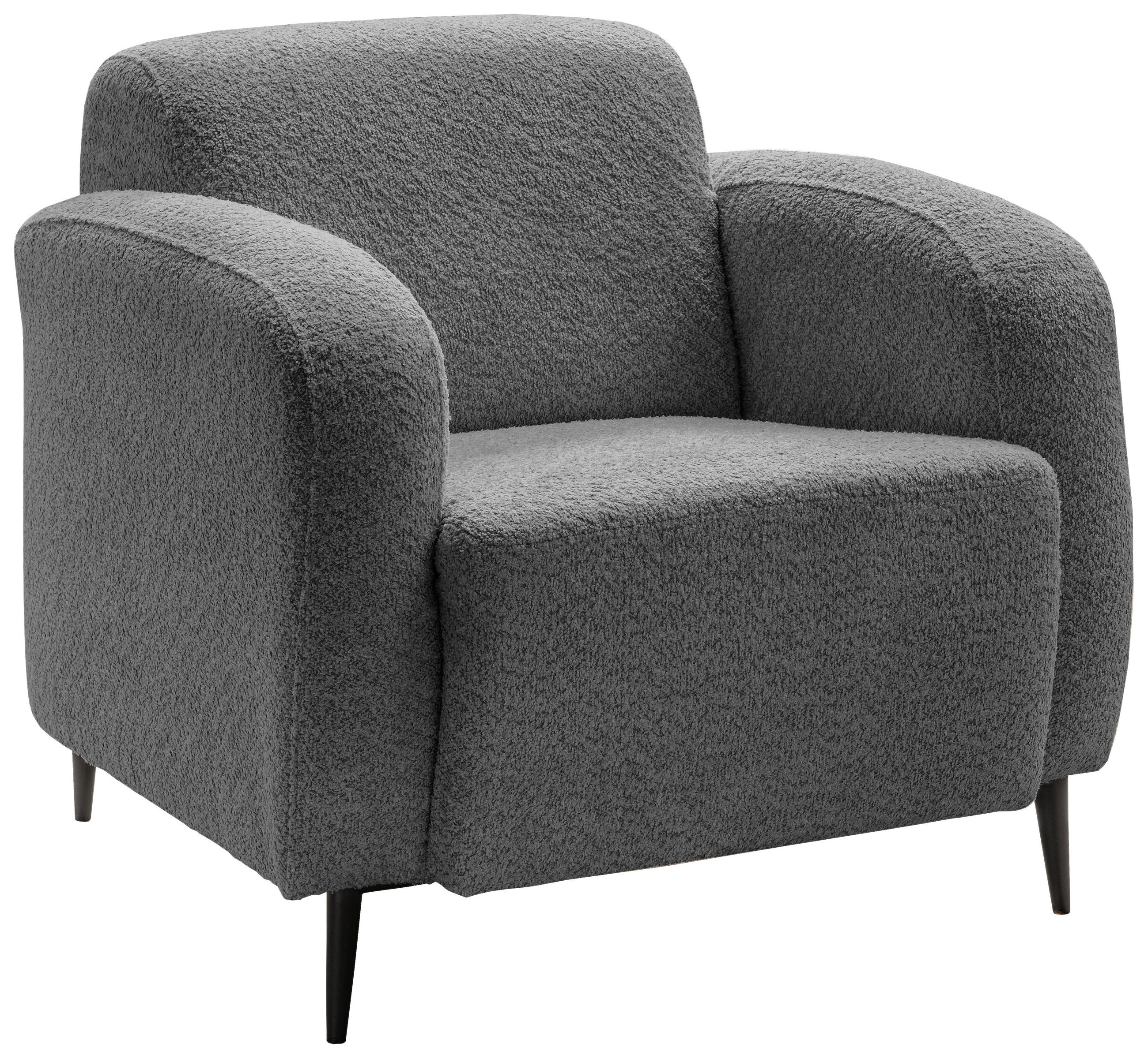 SESSEL in Bouclé Anthrazit  - Anthrazit/Schwarz, Modern, Textil/Metall (85/76/90cm) - Livetastic