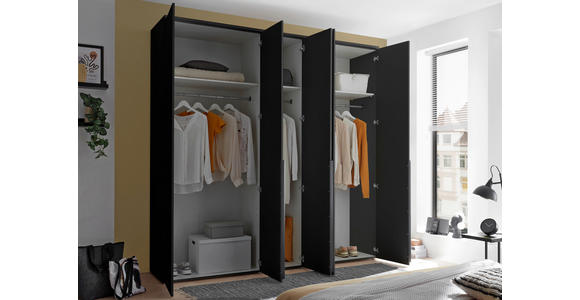 DREHTÜRENSCHRANK  in Graphitfarben  - Schwarz/Graphitfarben, MODERN, Holzwerkstoff/Kunststoff (225/225/52cm) - Carryhome