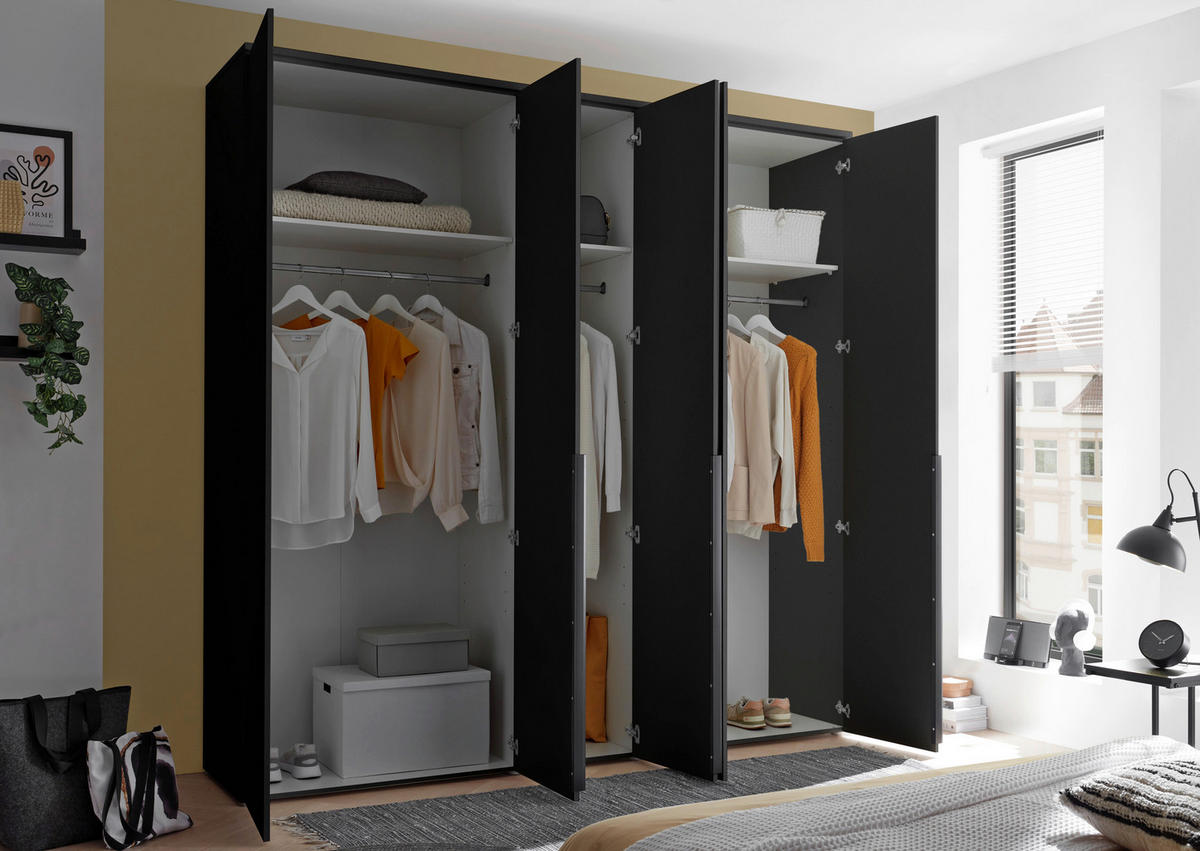DREHTÜRENSCHRANK  in Graphitfarben  - Schwarz/Graphitfarben, MODERN, Holzwerkstoff/Kunststoff (225/225/52cm) - Carryhome