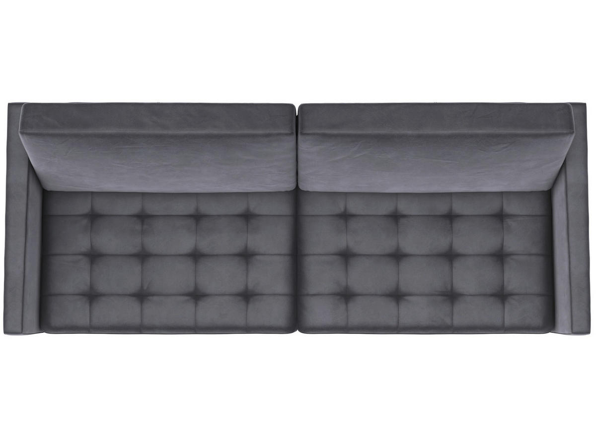 SCHLAFSOFA PALERMO in Velours Dunkelgrau Vintage, Skandinavisch, Modern, Landhaus  - Dunkelgrau/Schwarz, Basics, Kunststoff/Textil (207/86/86cm) - Livetastic