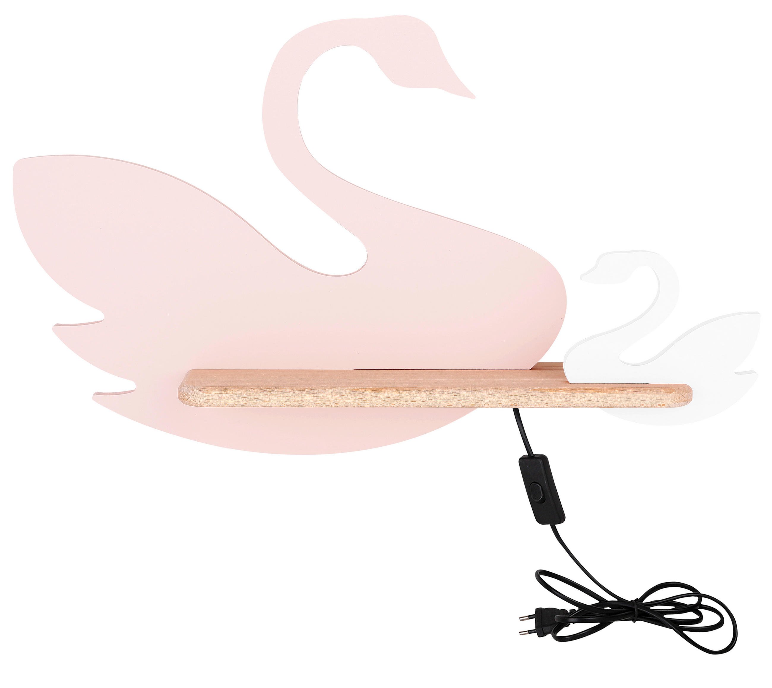 XXXLutz Kinderwandleuchte Swan Pink, Weiß 12x31x27 cm