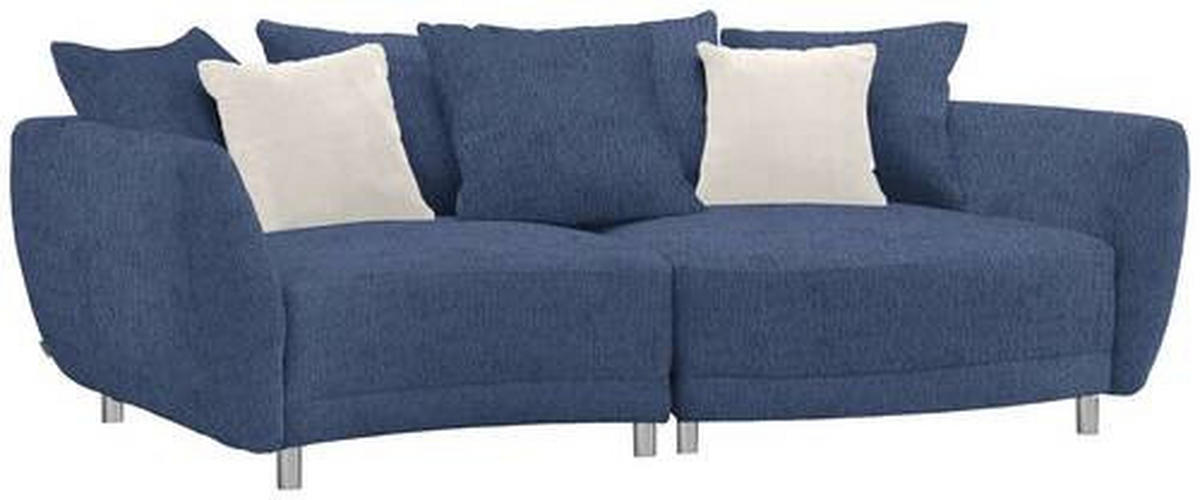 BIGSOFA in Chenille Dunkelblau  - Silberfarben/Dunkelblau, Design, Kunststoff/Textil (243/72/143cm) - Carryhome