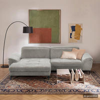 ECKSOFA  Webstoff Greige  - Greige/Schwarz, Design, Textil/Metall (195/268cm) - Livetastic