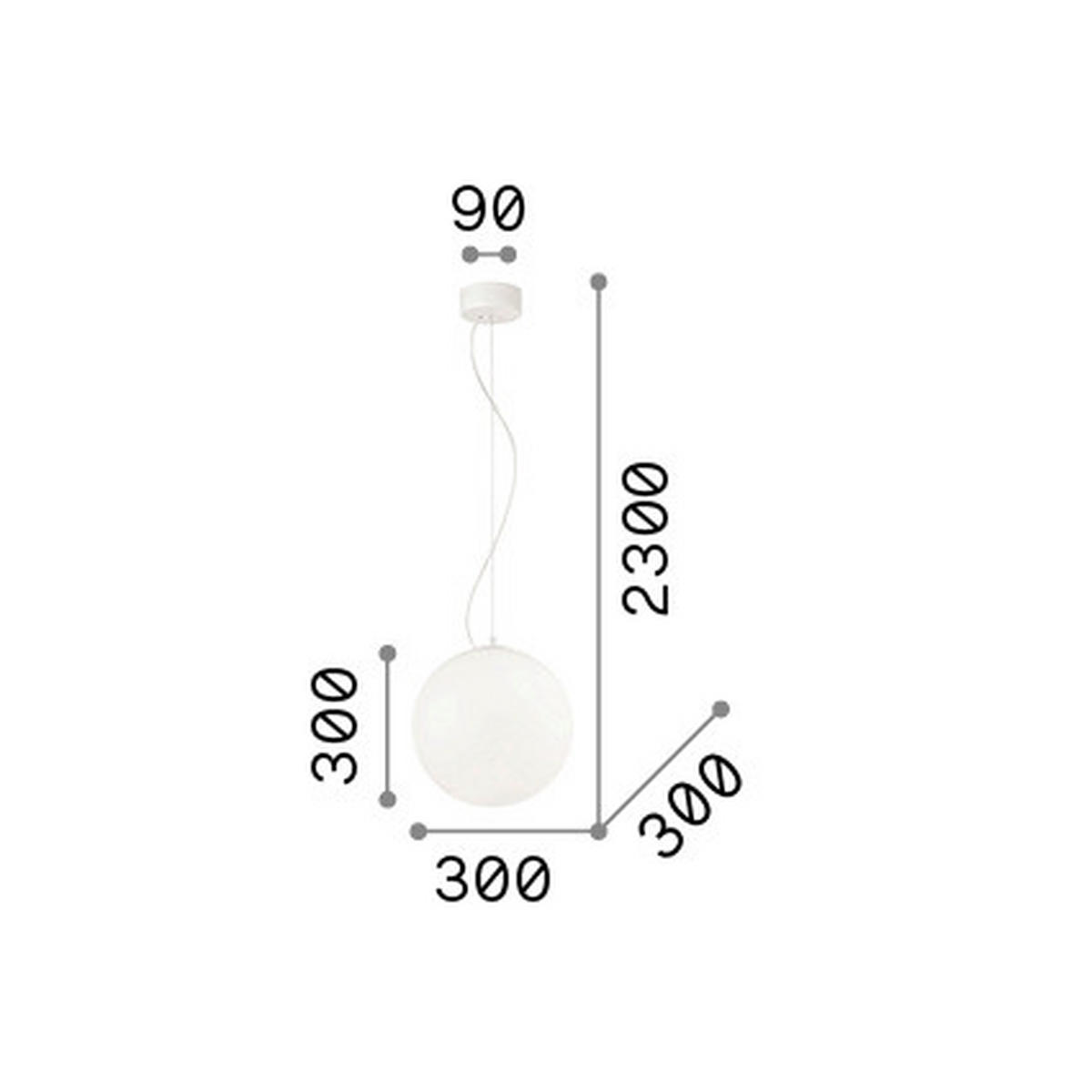 HÄNGELEUCHTE 30/55/230 cm  - Weiß, KONVENTIONELL, Glas (30/55/230cm) - Ideal Lux