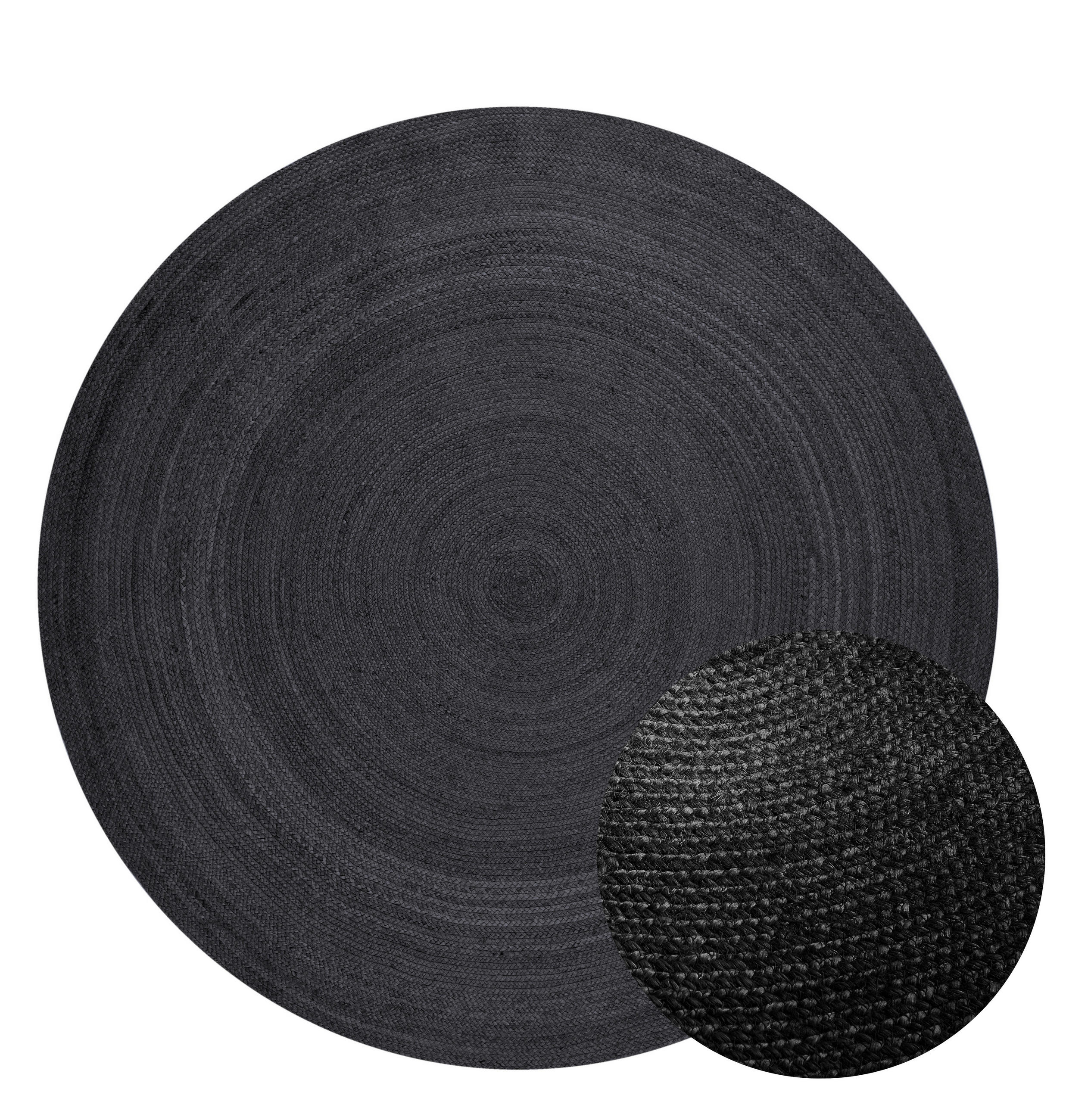 JUTETEPPICH 140 cm Jute Braided Schwarz  - Schwarz, Basics, Textil (140cm) - Hanse Home