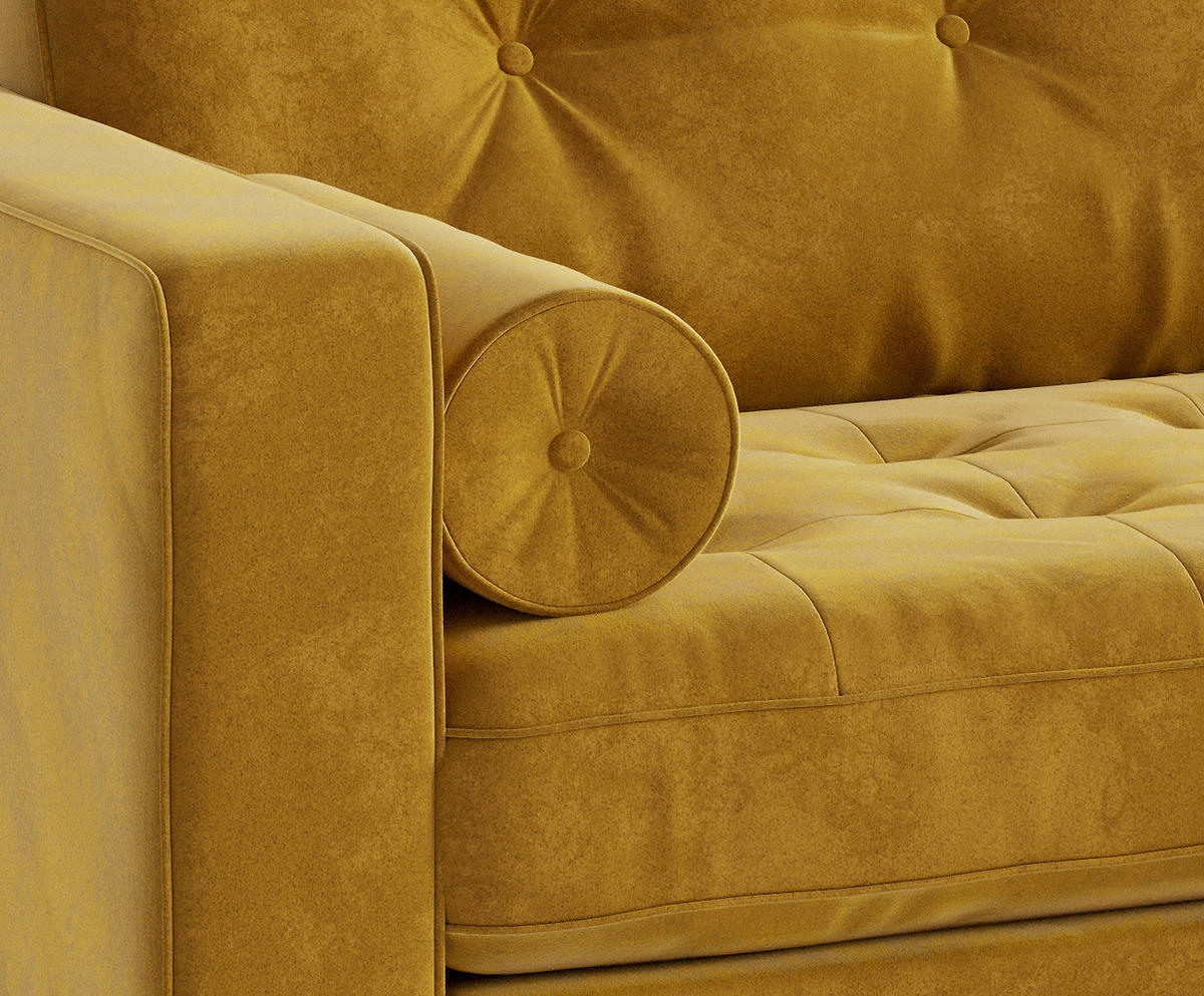 ECKSOFA Scott Senfgelb Flachgewebe  - Edelstahlfarben/Gelb, Design, Textil/Metall (205/259cm) - Livetastic