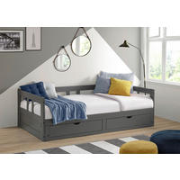 UTDRAGBAR SÄNG 90/200 cm  - antracit/naturfärgad, Romantik / Lanthus, metall/trämaterial (90/200cm) - MID.YOU