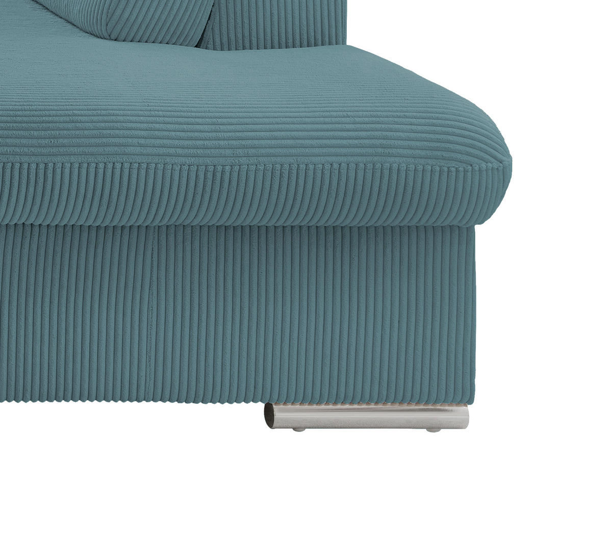 ECKSOFA Cord Petrol  - Chromfarben/Petrol, Design, Textil/Metall (283/228cm) - Livetastic