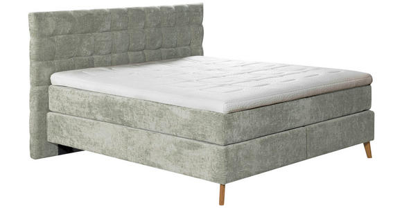 BOXSPRINGBETT 180/200 cm  in Hellgrün  - Eichefarben/Hellgrün, Design, Holz/Textil (180/200cm) - Esposa