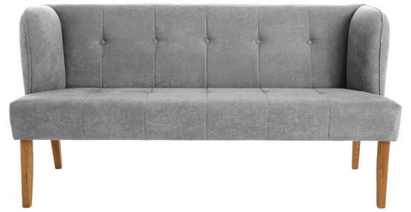 SITZBANK 179/88/76 cm Webstoff Hellgrau Eiche vollmassiv - Eichefarben/Hellgrau, KONVENTIONELL, Holz/Textil (179/88/76cm) - Cantus