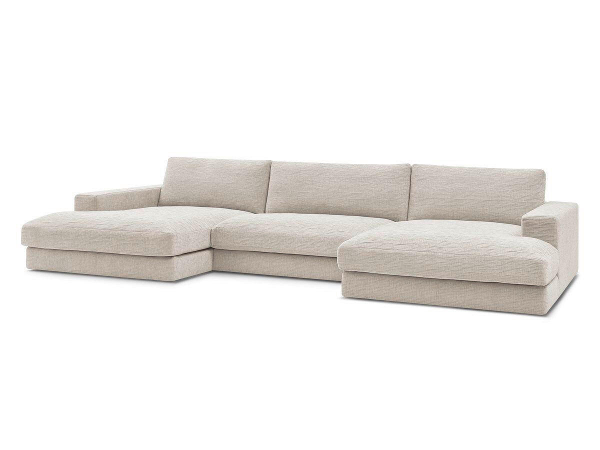 WOHNLANDSCHAFT LEONARD Beige Struktur  - Beige/Schwarz, MODERN, Kunststoff/Textil (159/404/159cm)