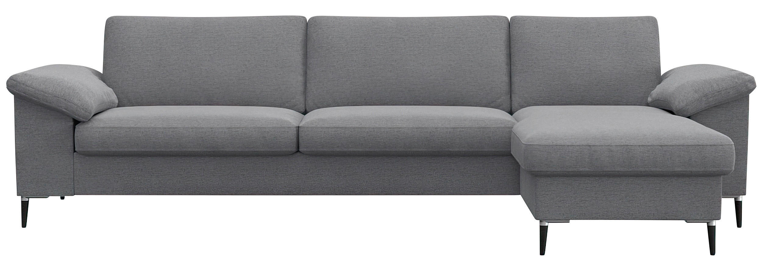 ECKSOFA Grau Flachgewebe  - Schwarz/Alufarben, Design, Textil/Metall (274/159cm) - Livetastic