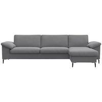 ECKSOFA Grau Flachgewebe  - Schwarz/Alufarben, Design, Textil/Metall (274/159cm) - Livetastic