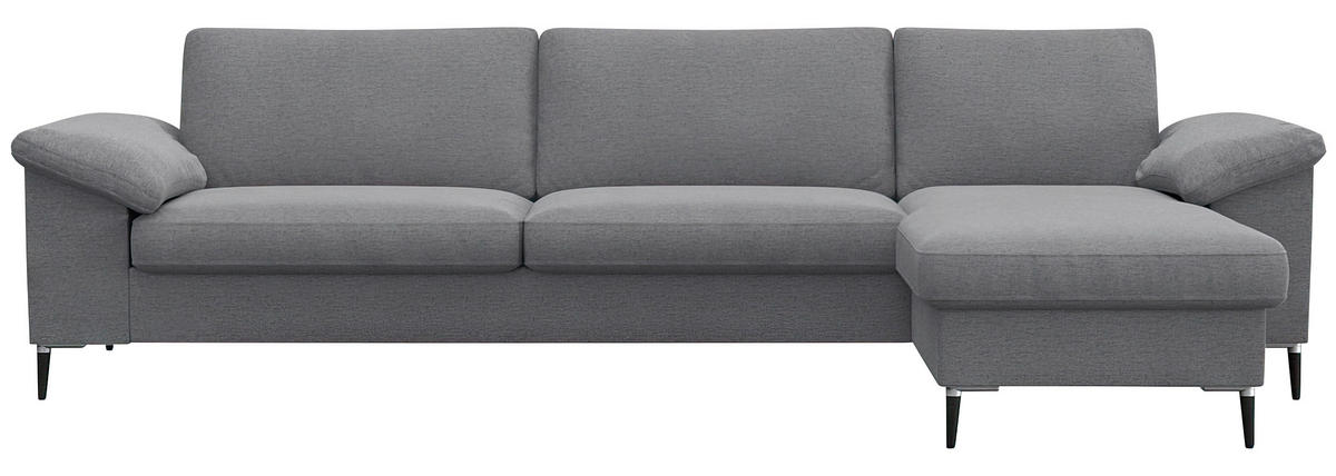 ECKSOFA Grau Flachgewebe  - Schwarz/Alufarben, Design, Textil/Metall (274/159cm) - Livetastic