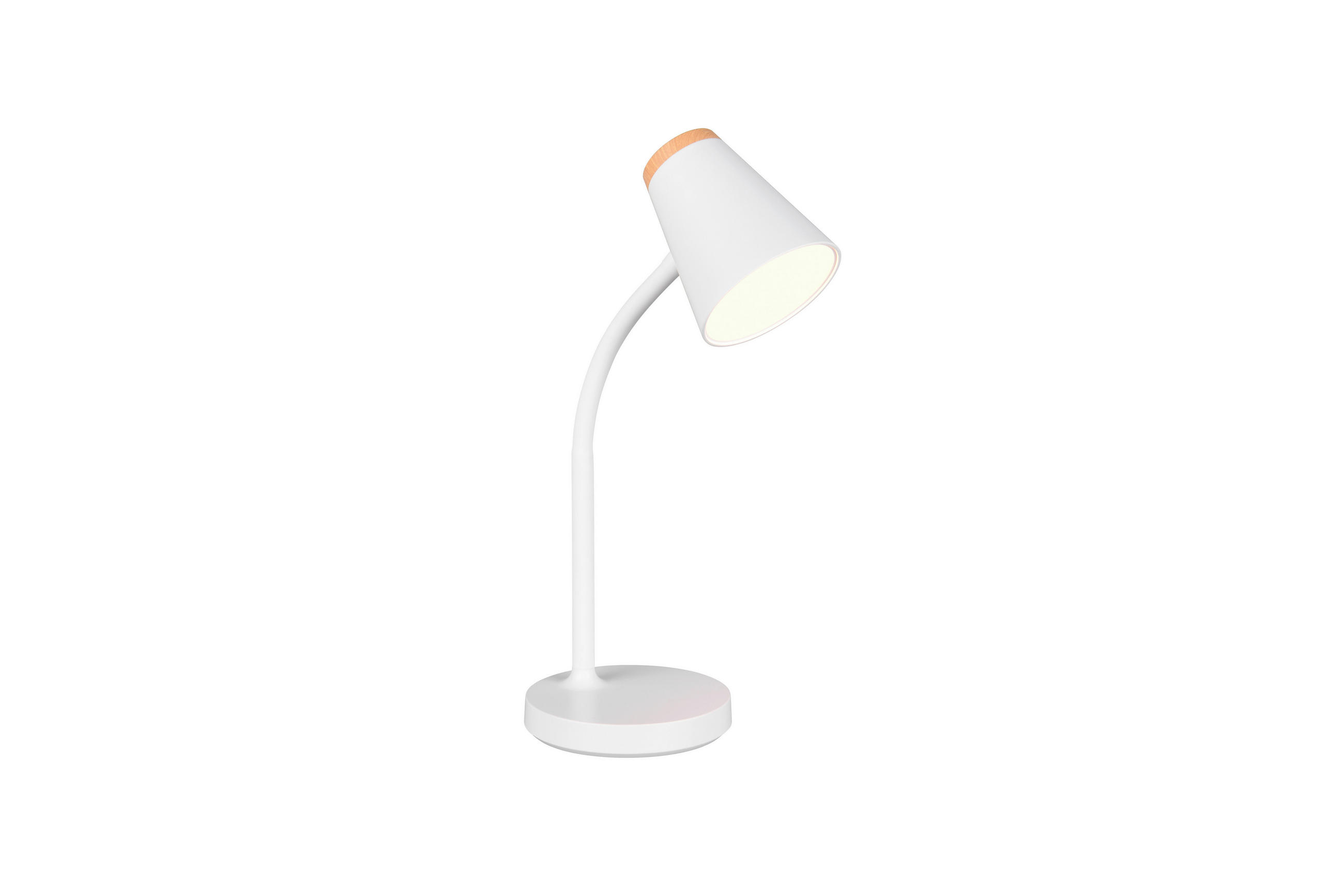 STOLNÍ LED LAMPA,  - bílá/hnědá, Basics, plast (36/13/23cm)