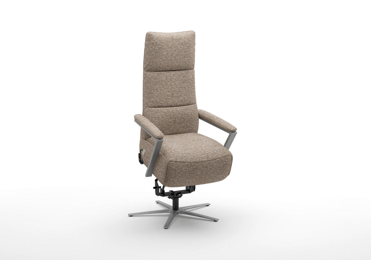 RELAXSESSEL TV VARIO COMFORT E M2 Chenille Kopfteilverstellung, Rücken echt    - Silberfarben/Cappuccino, Basics, Textil/Metall (70/126/85cm) - Sit & More
