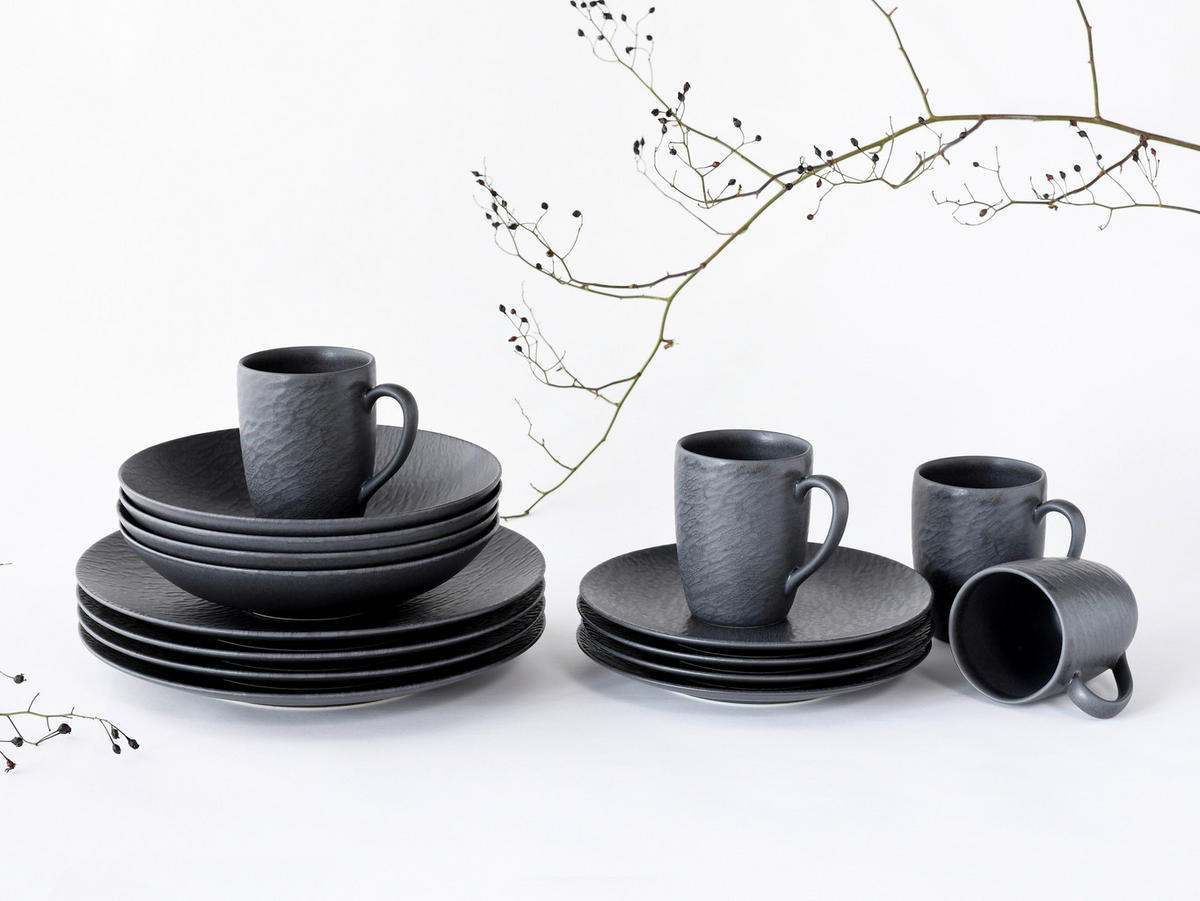 KOMPLETT SERVIS 16 delar  - svart, Trend, keramik - Creatable
