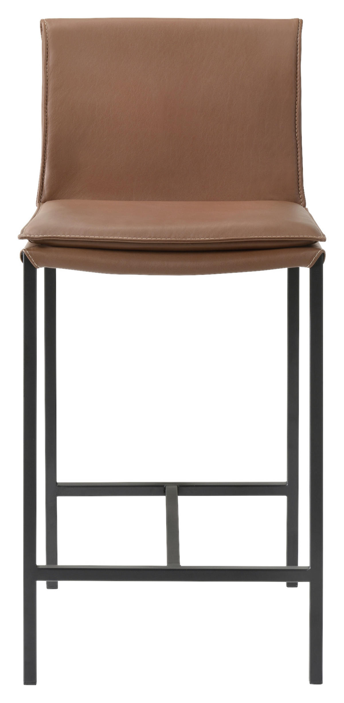 BARHOCKERMetall, Leder Braun, Schwarz  - Beige/Schwarz, Design, Leder/Metall (43,5/94,5/51,5cm) - Lomoco