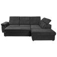 ECKSOFA Schwarz Flachgewebe Bettkasten, Schlaffunktion, Rücken echt, Liegefläche im Originalstoff  - Schwarz, KONVENTIONELL, Kunststoff/Textil (280/235cm) - Carryhome