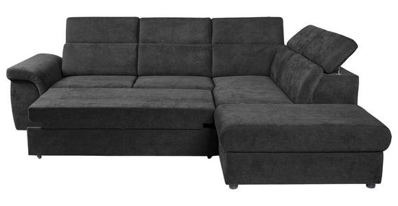 ECKSOFA Schwarz Flachgewebe Bettkasten, Schlaffunktion, Rücken echt, Liegefläche im Originalstoff  - Schwarz, KONVENTIONELL, Kunststoff/Textil (280/235cm) - Carryhome