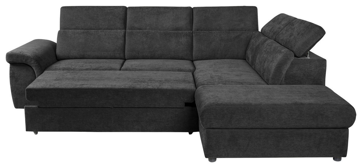 ECKSOFA Schwarz Flachgewebe  - Schwarz, KONVENTIONELL, Kunststoff/Textil (280/235cm) - Carryhome