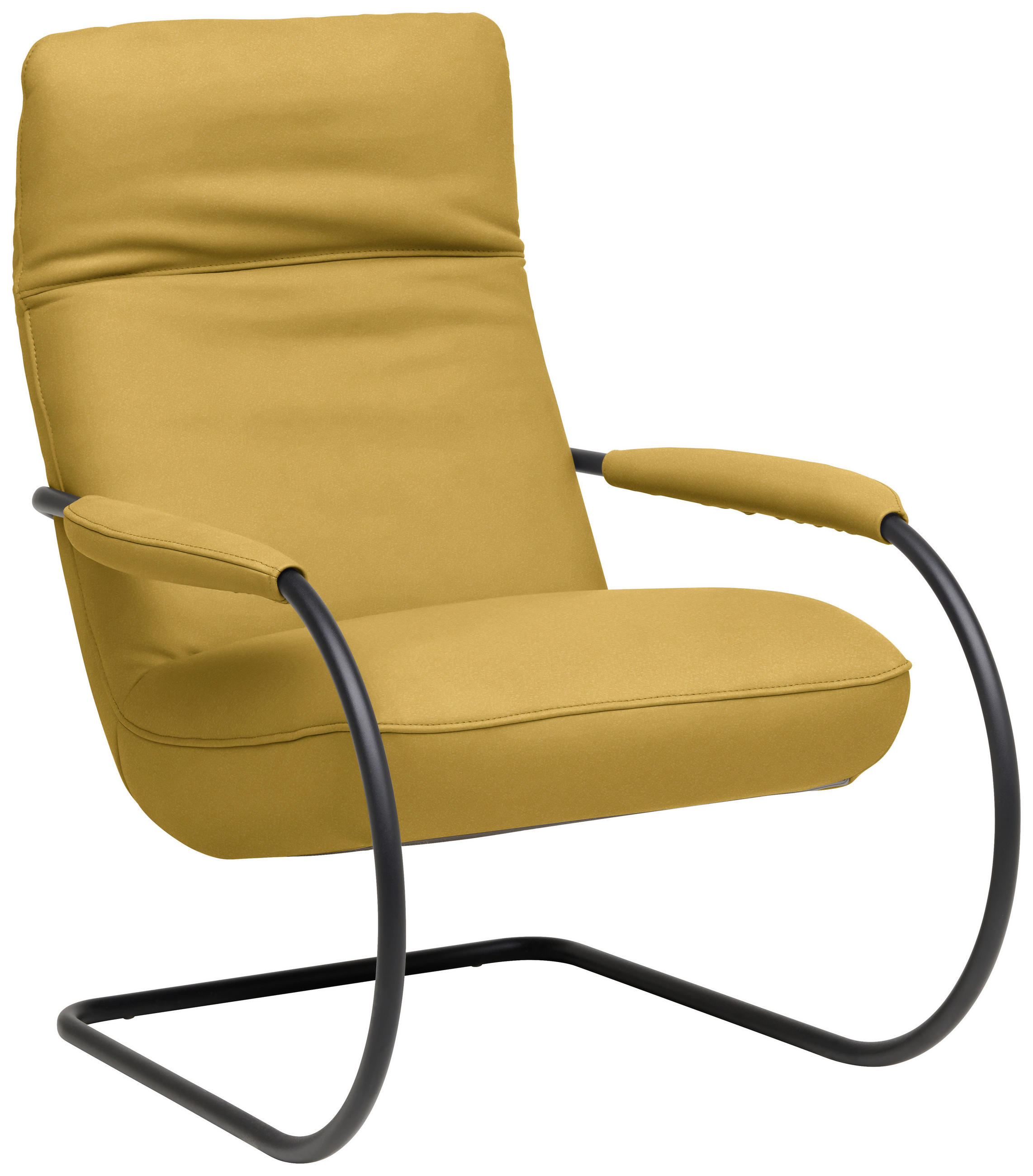 SESSEL in Echtleder Gelb  - Gelb/Schwarz, Design, Leder/Metall (80/104/99cm) - Koinor