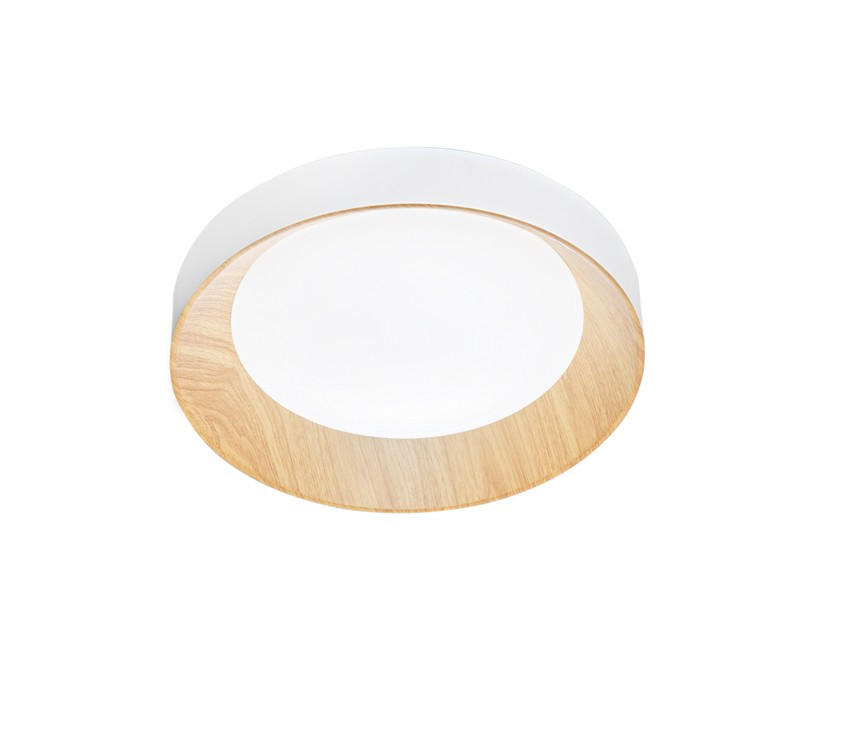 DECKENLEUCHTE 35 W  50/8,5 cm    - Buche Kolonial/Weiß, LIFESTYLE, Kunststoff/Metall (50/8,5cm)