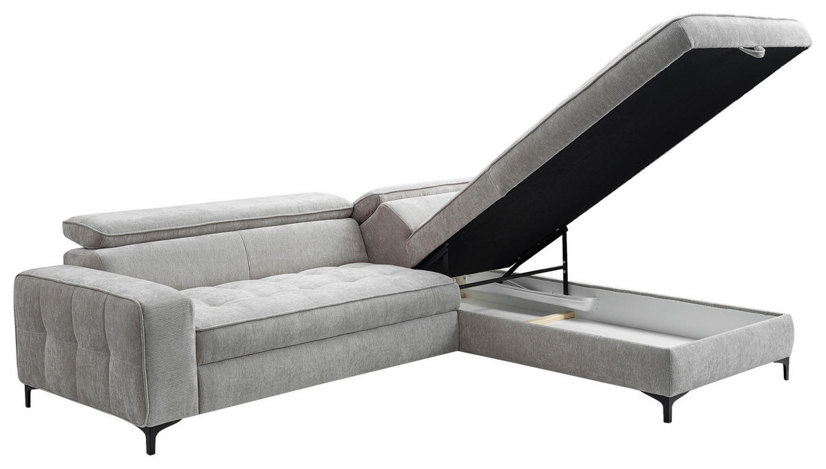 SOFFA i chenille ljusgrå  - ljusgrå/svart, Design, metall/textil (251/70-90/203cm) - Carryhome