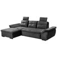 ECKSOFA in Mikrovelours Schwarz  - Schwarz, KONVENTIONELL, Kunststoff/Textil (170/275cm) - Carryhome