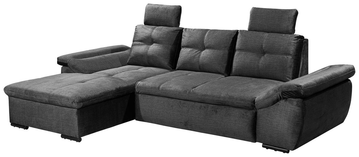 ECKSOFA in Mikrovelours Schwarz  - Schwarz, Konventionell, Kunststoff/Textil (170/275cm) - Carryhome