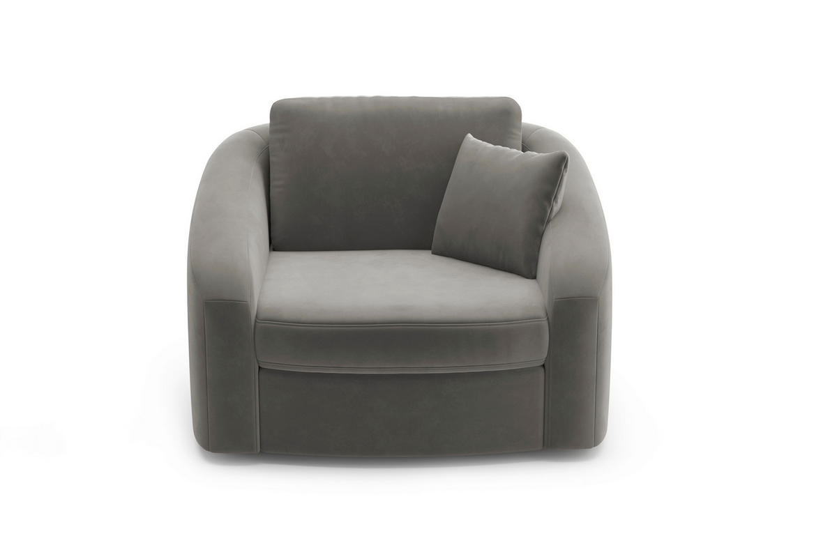 SESSEL in Samt Grau  - Schwarz/Grau, MODERN, Kunststoff/Textil (116/88/104cm) - Sit & More