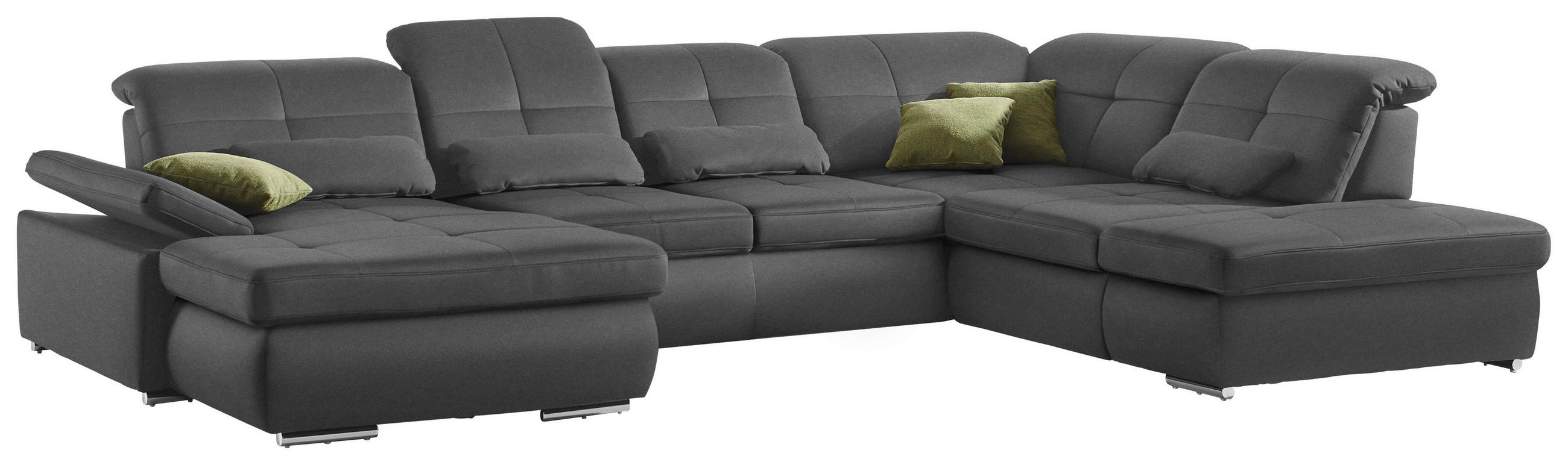 WOHNLANDSCHAFT in Mikrofaser Grau  - Chromfarben/Grau, Design, Textil (195/371/260cm) - Beldomo Style